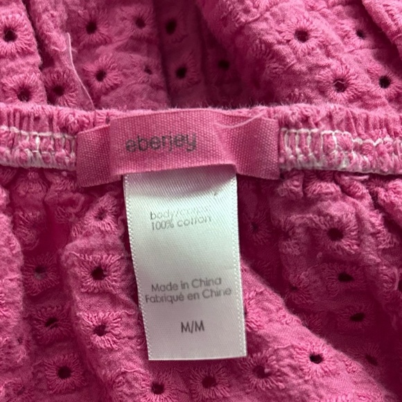 Eberjey Portola Elisa Off Shoulder Eyelet Mini Dress in Pink Sz M - Picture 7 of 8